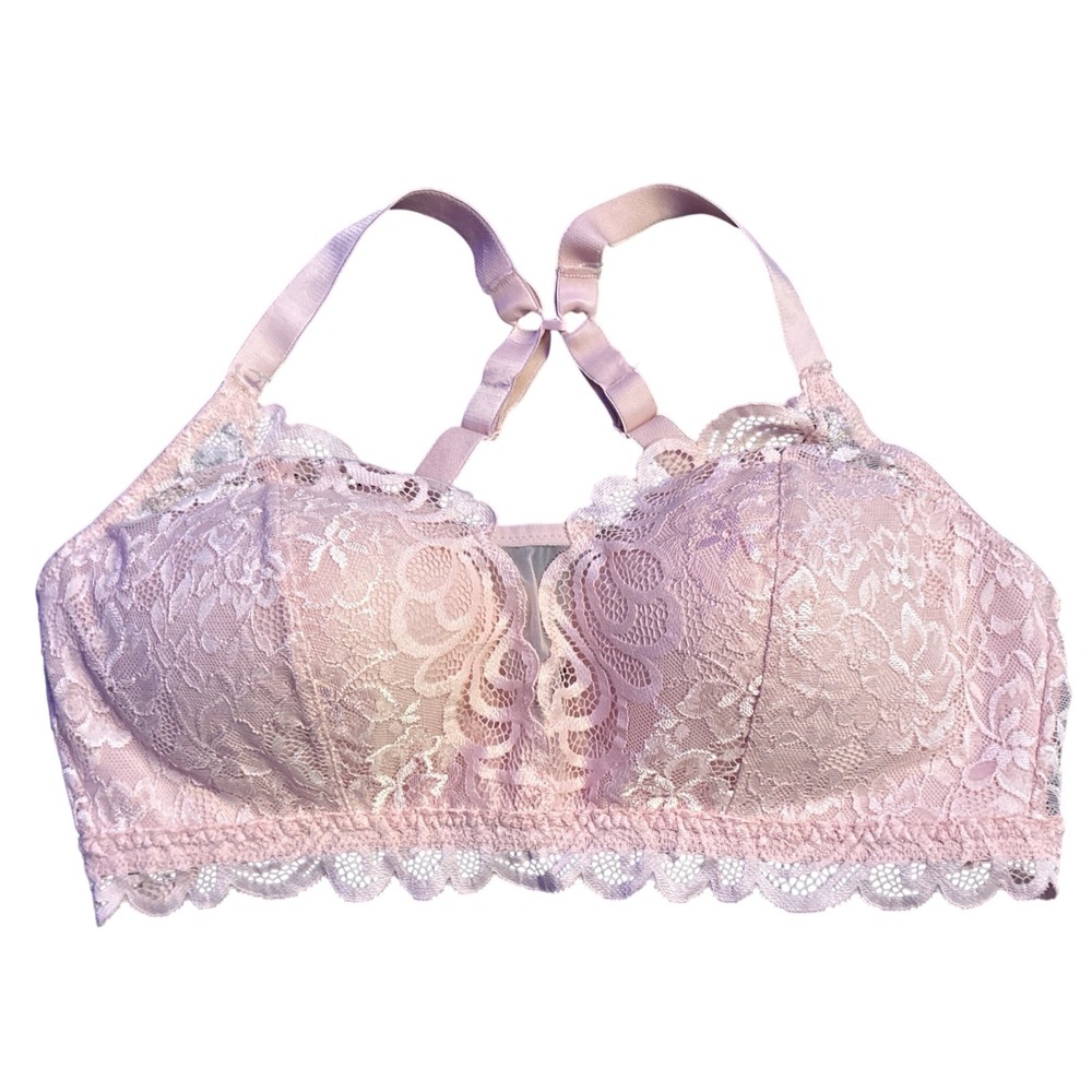 Bali Women's Blush Pink Lace Wireless Convertible Strap Bra Size Medium